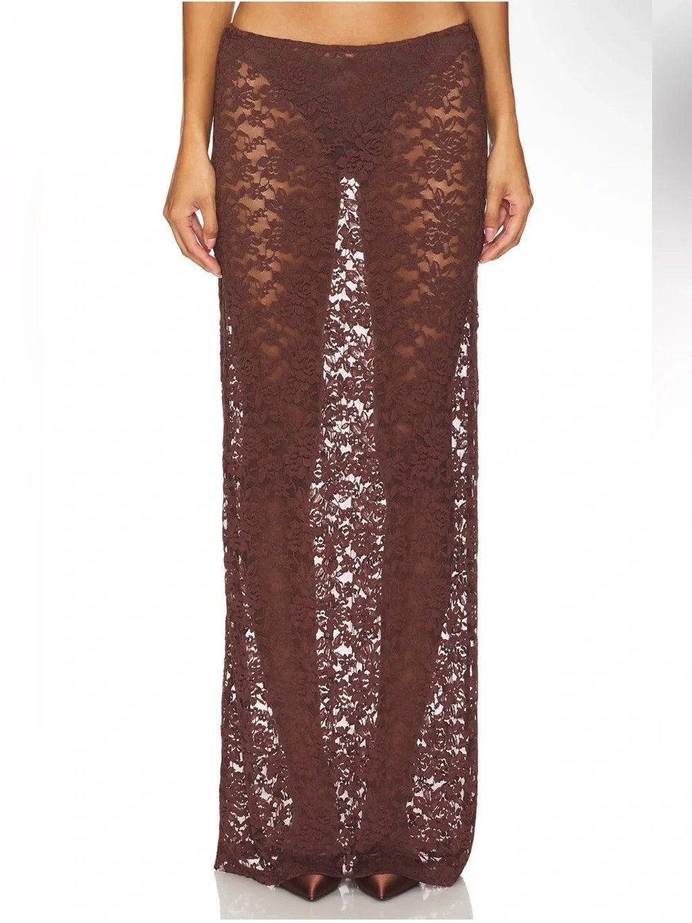 Lioness x Revolve Black Swan Lace Maxi in Chocolate Brown Skirt Size Medium - Picture 1 of 10